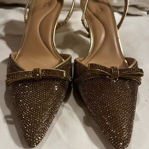 INC International Concepts Women’s Gelsey Slingback Gold Pumps Size 9M